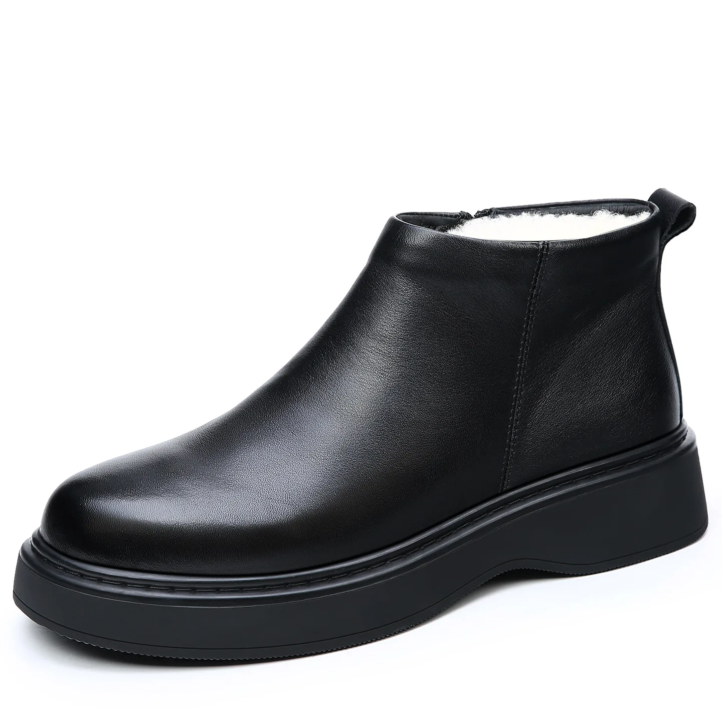 

Autumn Winter New Leather Boots for Men Fashion Casual Anti-slip Cotton Shoes Male Black Designer Chelsea Ankle Boots Man