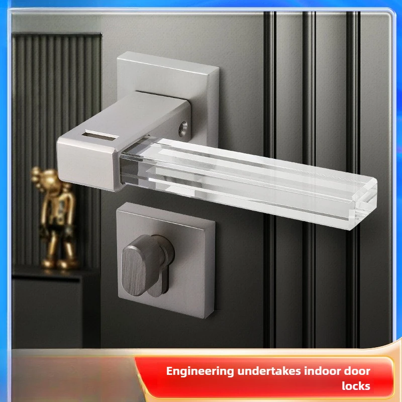 

Nordic Style Home Indoor Bedroom Room Door Lock, Solid Wood Split Lock Light Luxury Bathroom Crystal Room Door Lock 72 Lock Body