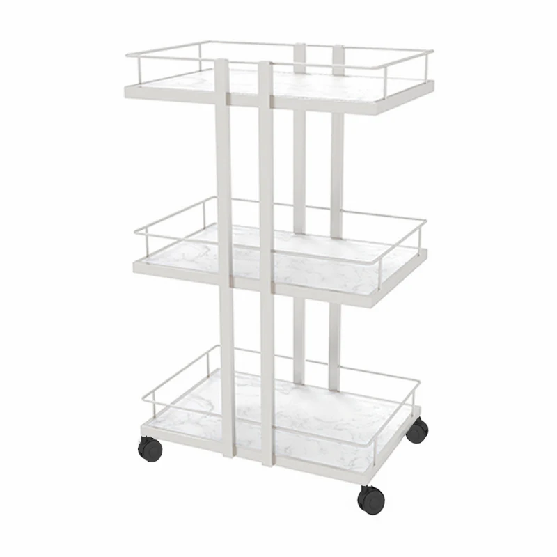 Esthetician Cart with Wheels Utility Salon Rolling Trolley, Gold Mobile Storage Beauty Salon Auxiliary Cart Barbershop Station