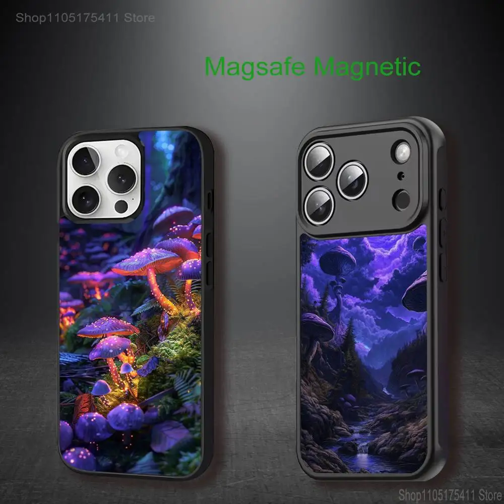 

T-Trippy Art Mushroom Phone Case For iPhone 17,16,15,14,13,12,11,Pro,Max,Plus,Mini,SE4,E Magnetic Magsafe Wireless Charging