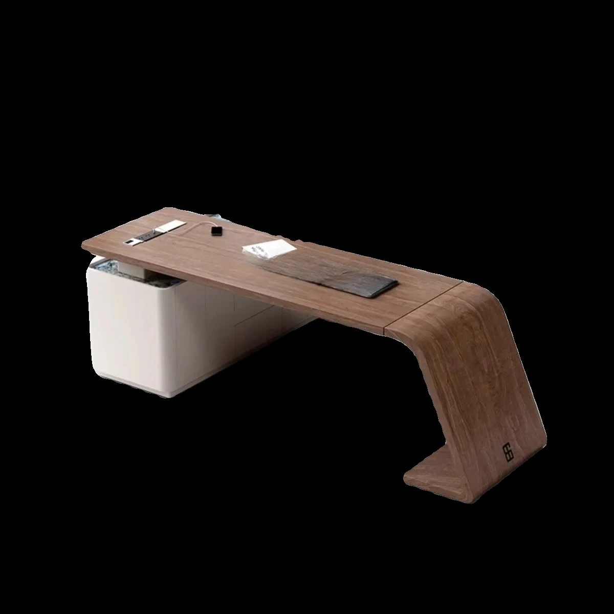 

High-end solid wood tea table and chair combination light luxury household large board integrated desk53