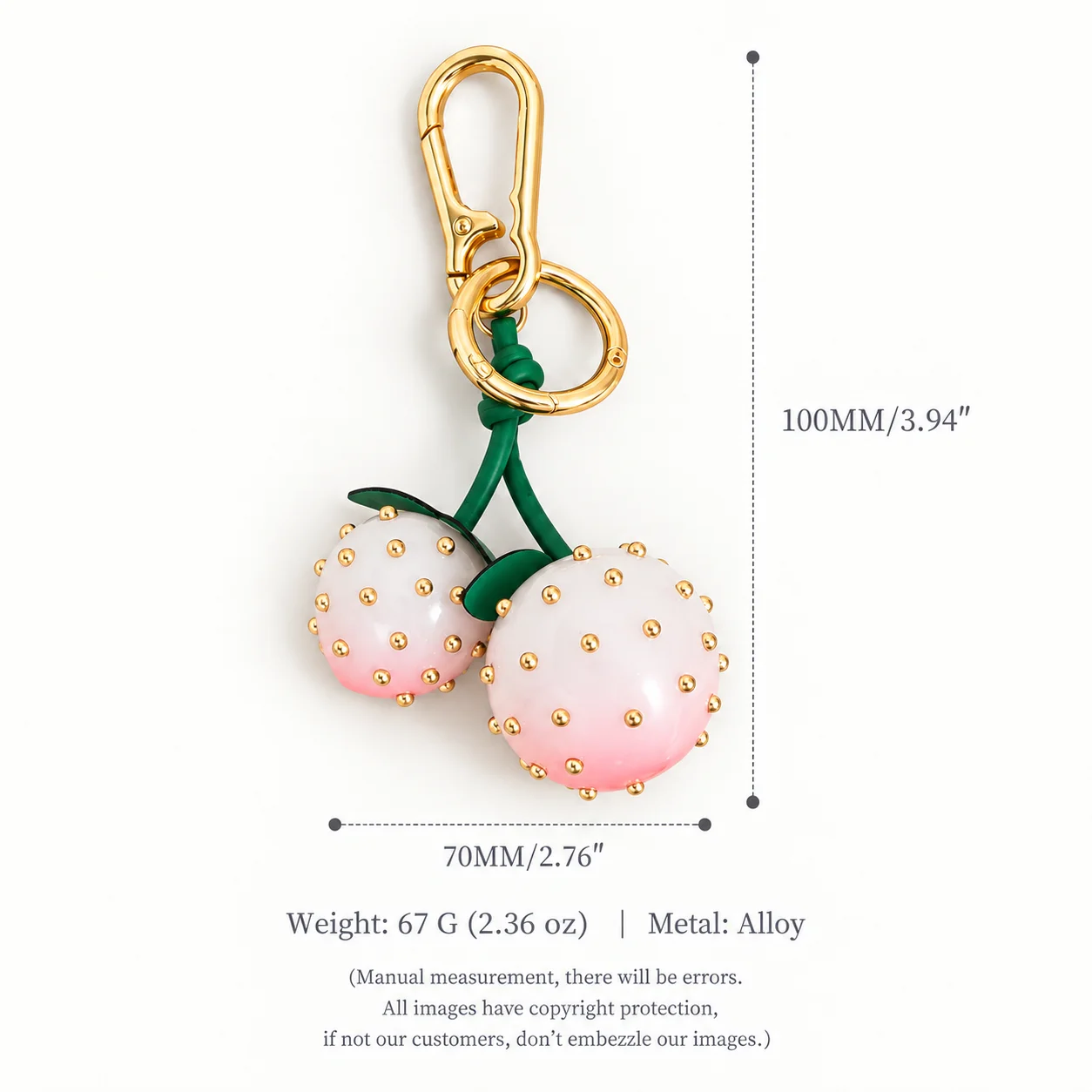 Niedlicher, frischer, modischer und vielseitiger neuer DIY-Taschenanhänger, Schlüsselanhänger, Schmuck in den Farben Oliven, Trauben und Pfirsich – Detail 6