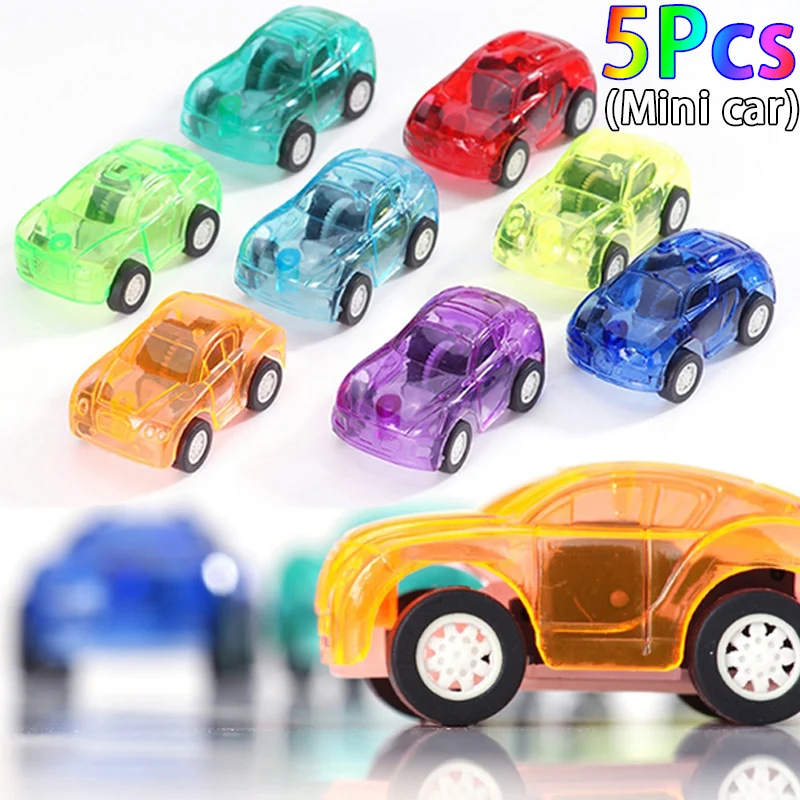 1-5pcs Baby Creative Mini Plastic Car Toy Car Set Cute Children Color Transparent Pull-back Car Model Game Toy Kindergarten Gift