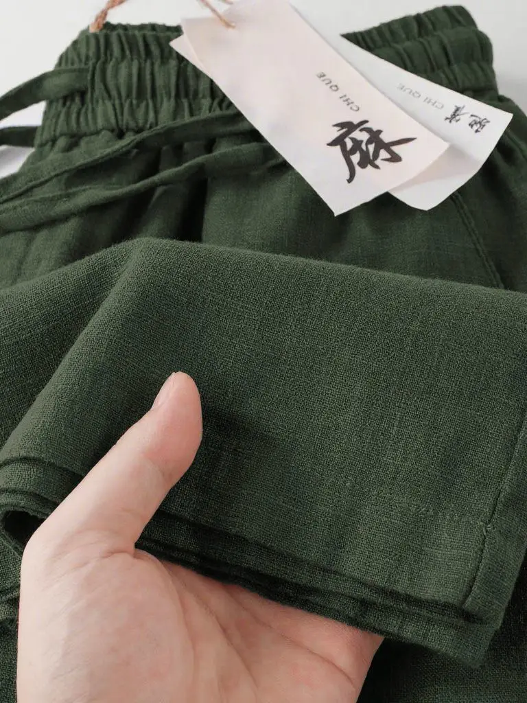 Cotton Linen Casual Pants Men Summer New Style Trendy All-Match Loose Wide Leg Straight Cut Casual Trousers for Women