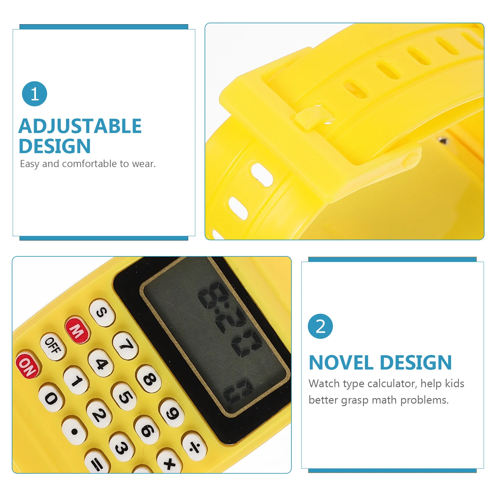 2 Pcs Relojes Mens Digital Watch Calculation for Kids Calculator Yellow Toddler