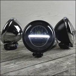 Retro Prince Motorcycle Modification Cafe Racer Universal 883 LED Headlight Daytime Running Light High-Low Beam Super Bright