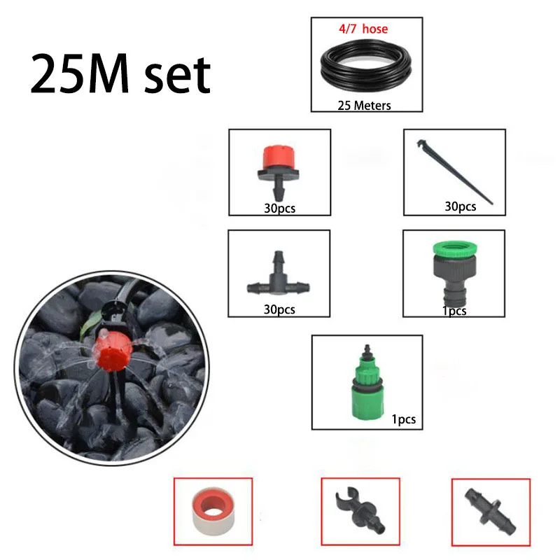 10-50m DIY Drip Irrigation Micro Sprinklers Spray 4/7 Water Cooling Moisturizer Automatic Irrigation Watering Kit Garden Tools