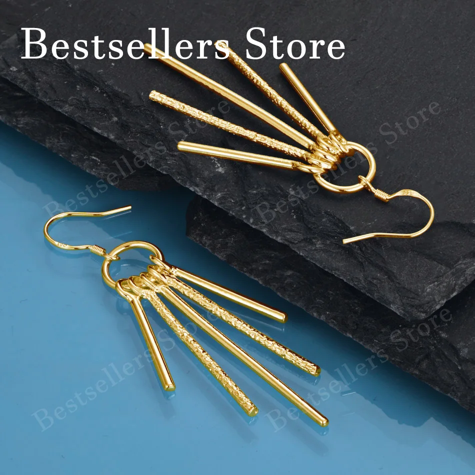 18K Gold Plated Delicate Multi-Strap Tassel Earrings for Women, Fashion Jewelry for Weddings and Parties