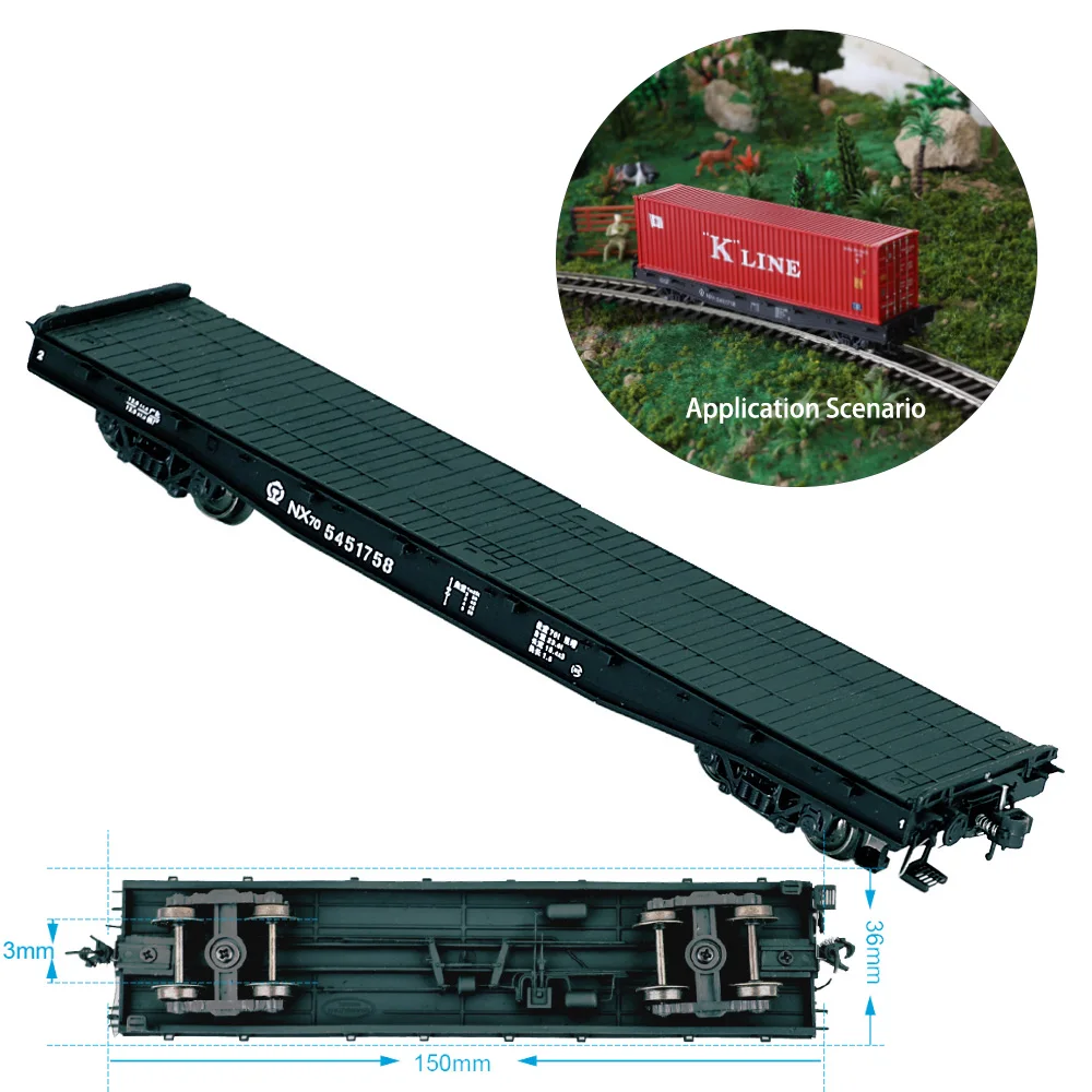 Train Flatbed Model 1:87 NX17K Flatbed Transport Vehicle OrangutanTrain HO Scale Railway Accessories 1Pcs