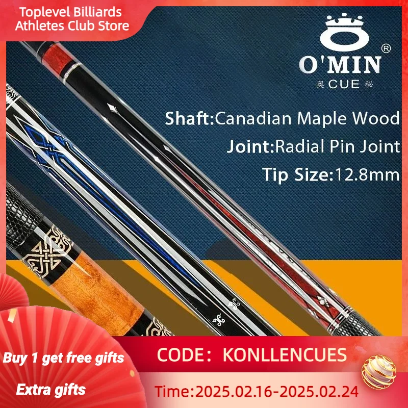 OMIN-XF-C1-5 Billiard Pool Cue, 12.8mm Tip, Leather Grip, Adjustable Weigh Bolt, Stick Kit with Extension Radial Pin