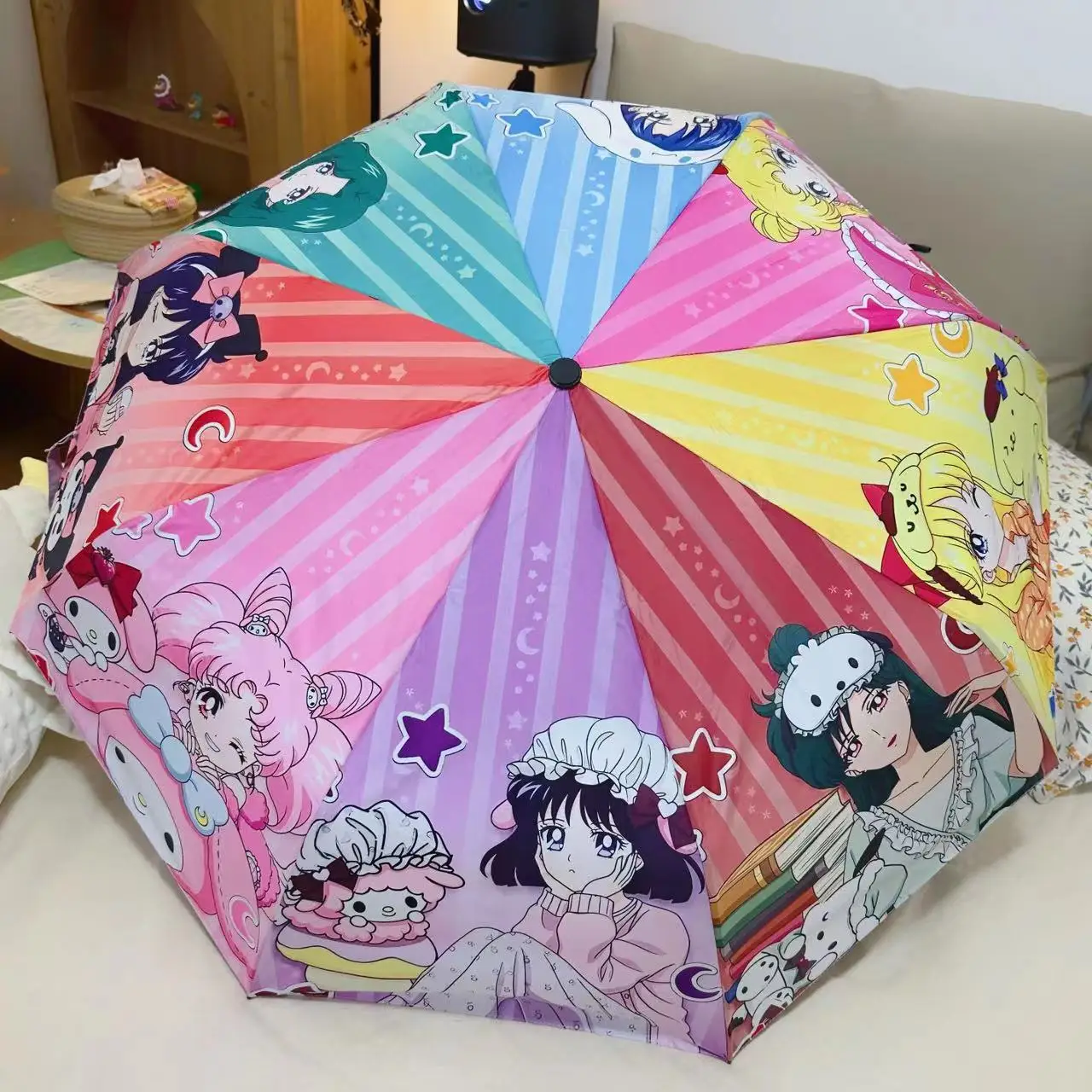 

Anime Sailor Moon Automatic Sun Umbrella Women's Sun Protection UV Protection Rain and Sunshine Dual Use Umbrella Gift