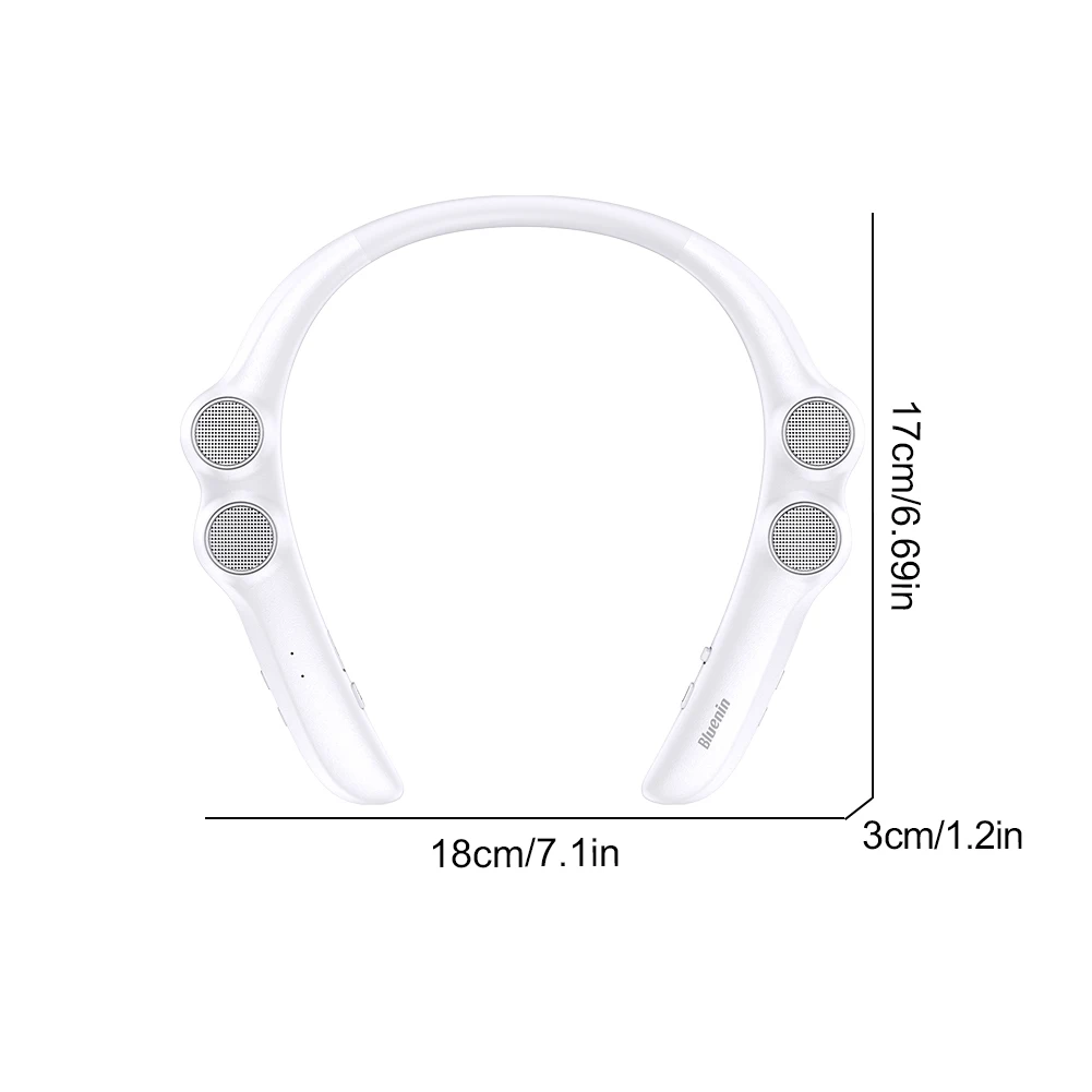 Alto-falante com faixa de pescoço, compatível com bluetooth 5.0, alto-falante pendurado no pescoço, ipx4, à prova d'água, em forma de u, para viagens, caminhadas, ciclismo