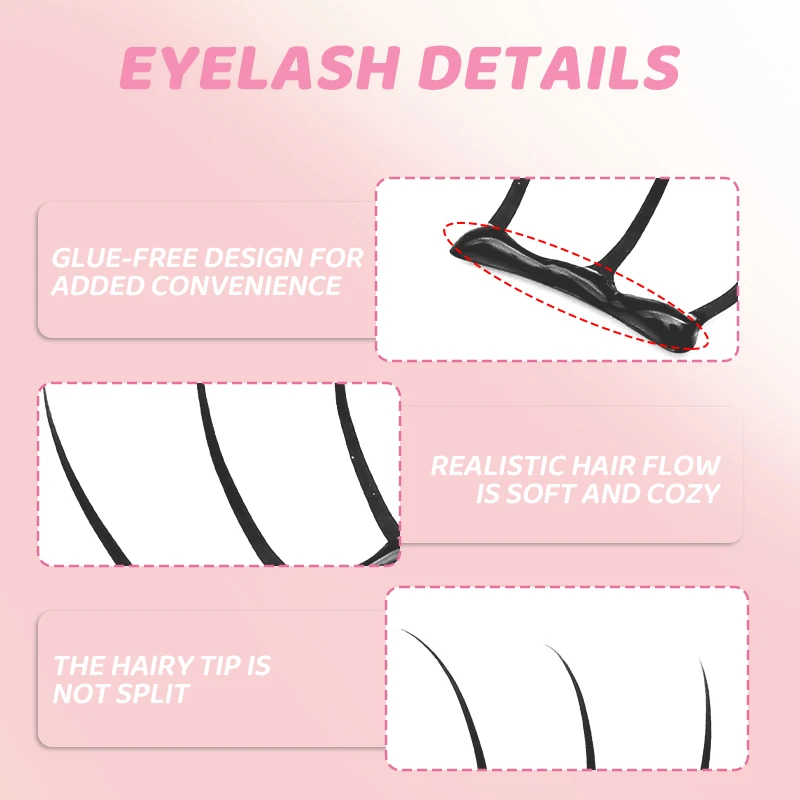 DINGSEN 10 Reihen Idol Lashes Selbstklebende Wimpern Natürliche Lange Anime Kleberfreie Cluster-Wimpern Make-up Korea Wimpern – Detail 4