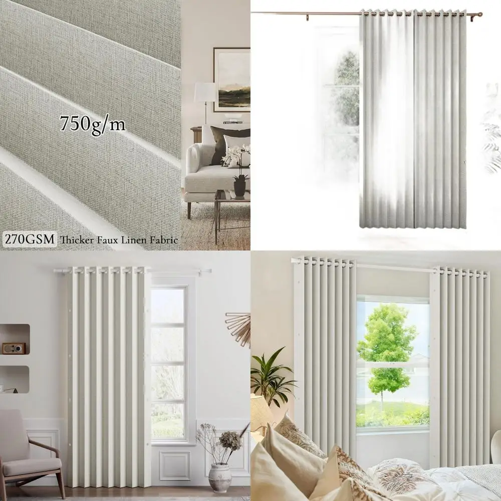 

Natural Faux Linen Pinch Pleat Curtain Panel, 52W x 84L, Ideal for Meeting Rooms, Patios, Theaters, and Living Spaces