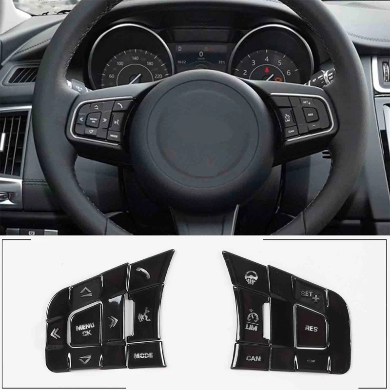 Lenkrad-Tastenverkleidungs-Aufkleber Lenkradsteuerungstasten-Pailletten-Aufkleber Autozubehör für Jaguar XE XF F-Pace E-Pace F-Type