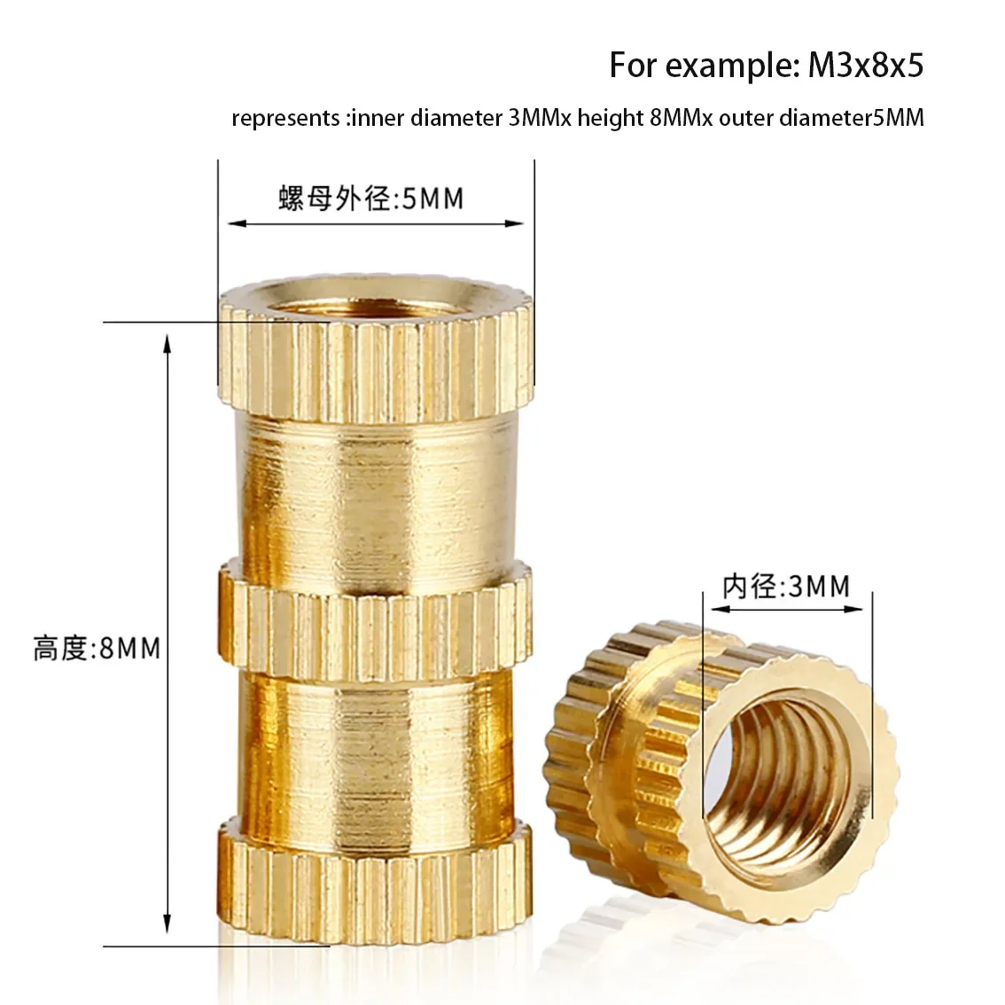30/50/100/150/200Pcs M2 Bidirectional Rolling Nut Copper Flower Nut Injection Copper Nut Copper Insert Length 2mm-10mm