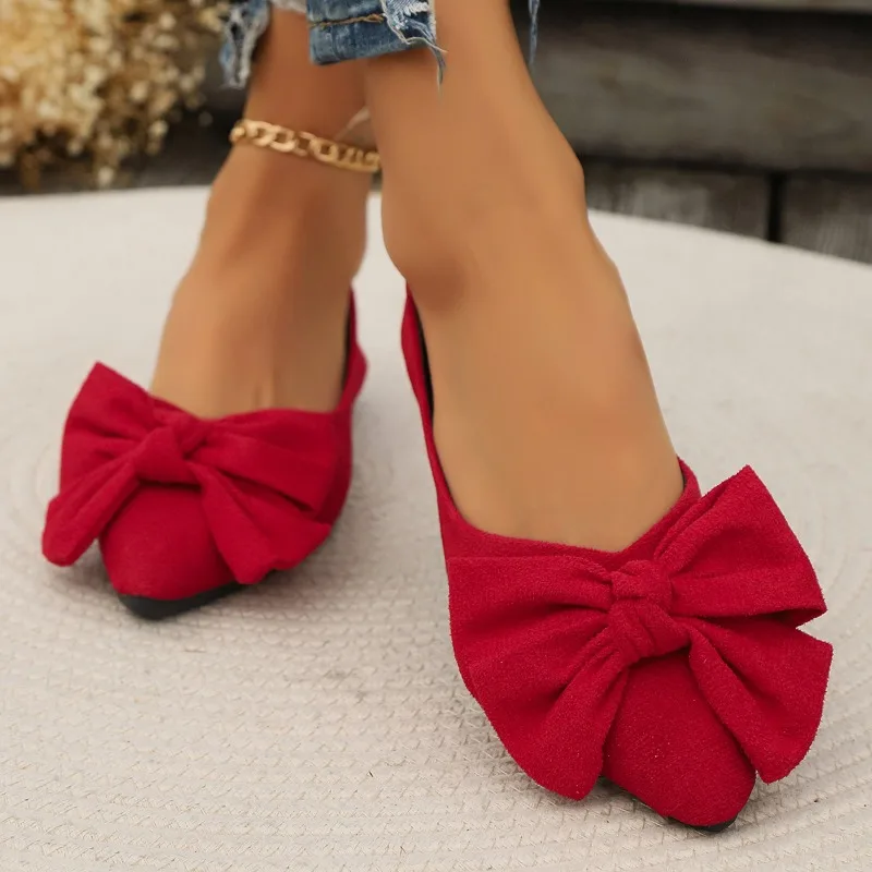 JGSHOWKITO Klassische Damen-Flats mit süßer Schleife, flache Ballerinas für Damen, spitze Zehenpartie, rutschfeste Damen-Mode-Loafer – Detail 27