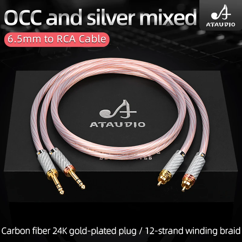 HiFi 6.5mm to RCA Cable 7N OCC Silver Mixed Noise Reduction Dual 6.5mm Jack to 2RCA Male Audio Cable for CD Player Mixer