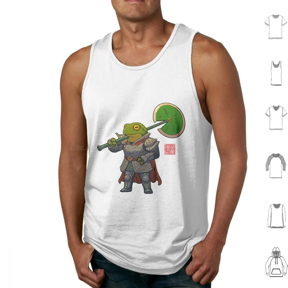 Frog Fighter Fantasy Armored Heavy Tank Tops Print Cotton Frog Frogs Cute Chonk Cottagecore Dinghuart Ding Hu Froggy