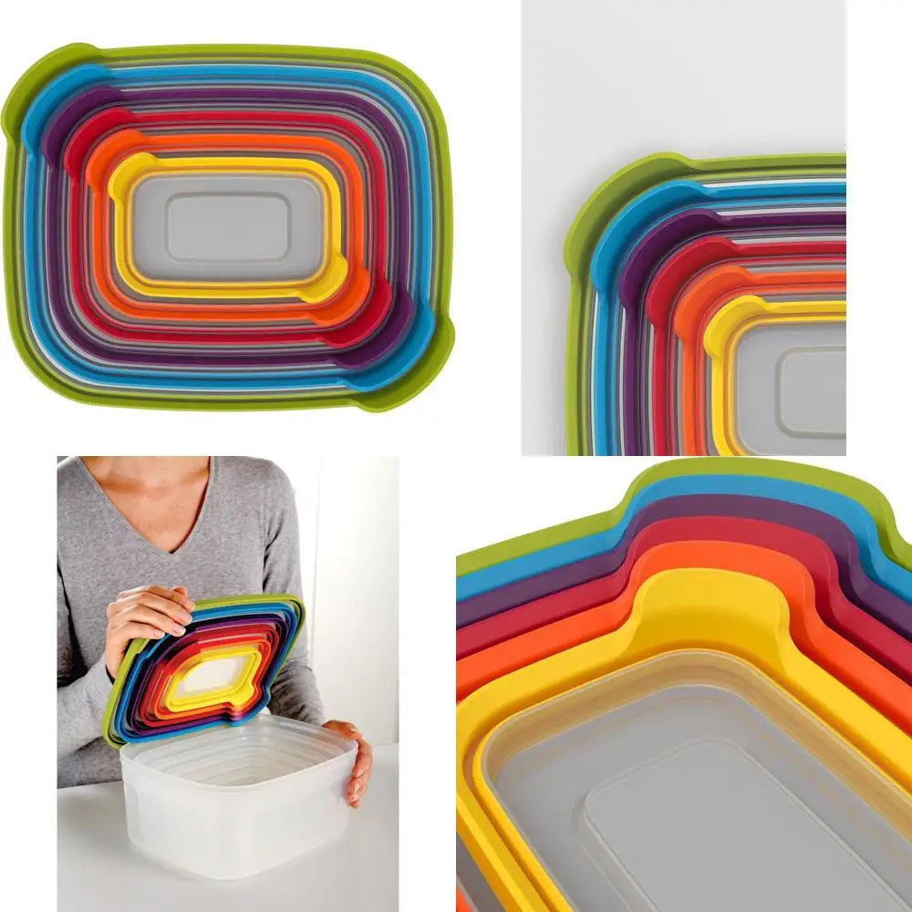 

12-Piece BPA-Free Nest Lock Food Storage Containers with Colorful Leak-Proof Lids