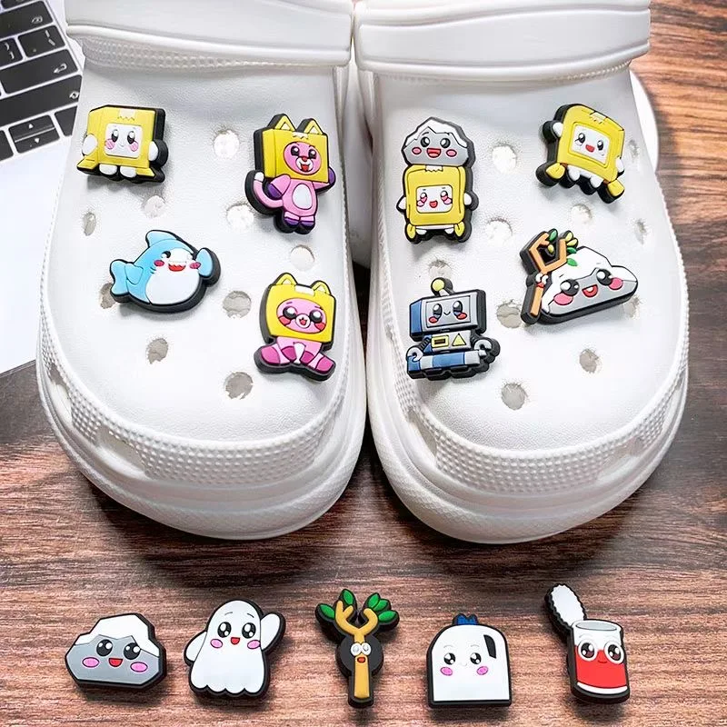 1-16pcs Lanky box Rocky Foxy Shoe Charms Cartoon Shoes Accessories Decorations Buckle Fit Clog Sandal Wristband Kids Gift