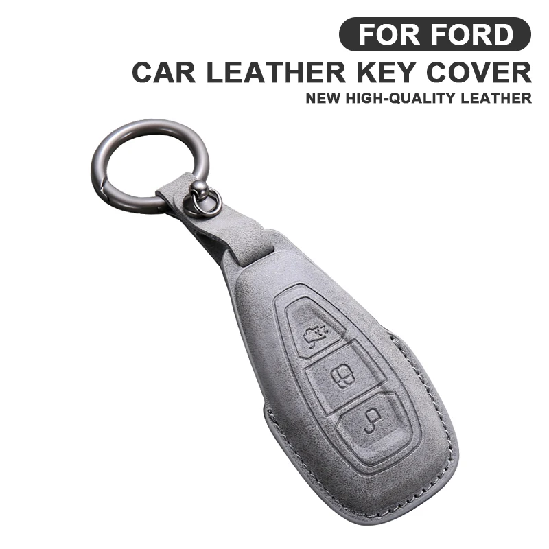 

Leather Car Remote Key Case Cover Protective Shell For Ford Focus 3 4 ST Mondeo MK3 MK4 Fiesta Fusion Kuga Keyreing Accessories