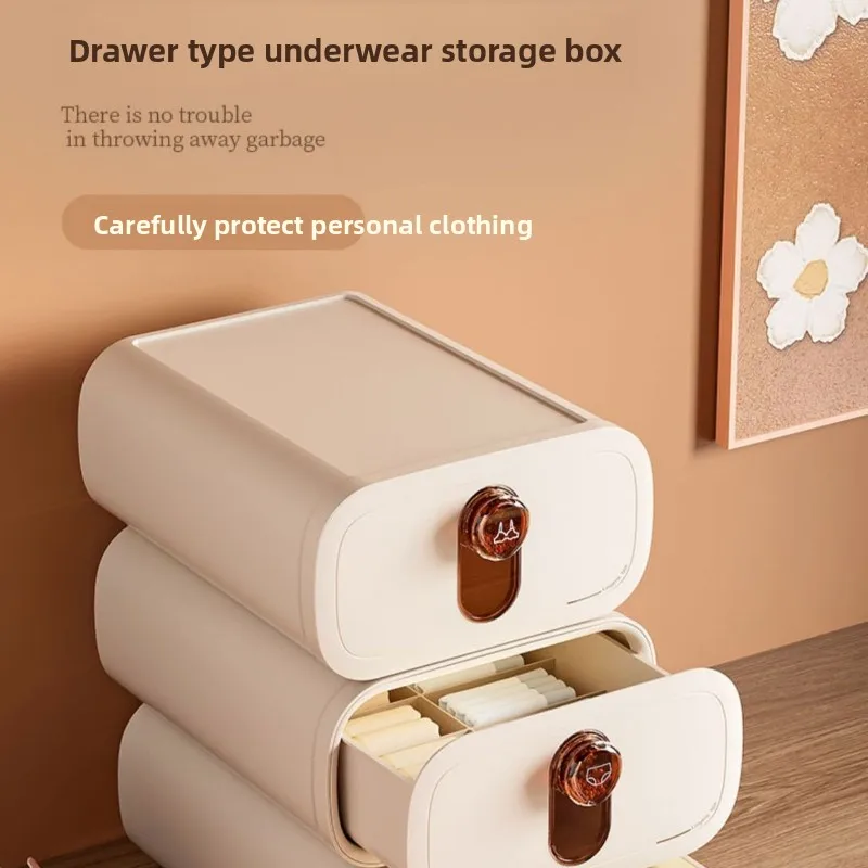 Stackable Underwear Storage Box, 3-in-1 Drawer Organizer for Socks, Panties & Lingerie