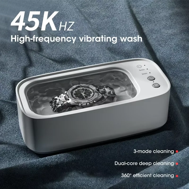 USB Ultrasonic Cleaner, Timed 3-Level High-Frequency Vibration, Deep Cleaning for Jewelry, Glasses, Watches, Dentures