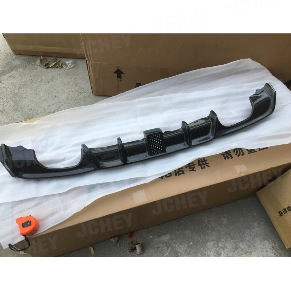 JCHEY ألياف الكربون شفة ممتصة للصدمات خلفية الناشر مع مصباح ليد لسيارات BMW 3 Series F30 F35 M Sport 2012-2018 OO-OO منفذ الشفة الخلفية #4