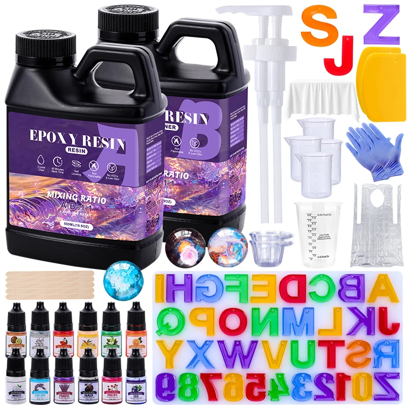 

1:1 Epoxy Resin Kit Crystal Clear Epoxy Resin Kit No Yellowing No Bubble Art Resina Casting Resins for Art Crafts Jewelry Making
