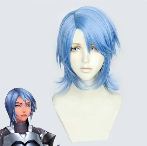 Kingdom Hearts III Aqua Cosplay Wig Role Play PARTY hair for Christmas Halloween Blue 2019 New GANME ANIME hair Wigs