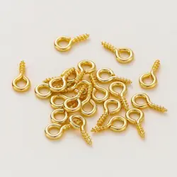 50Pcs 14K/18K Gold Plated Brass Mini Threaded Eyepins Hooks Eyelets Screw Pins For DIY Jewelry Making Pendants Supplies