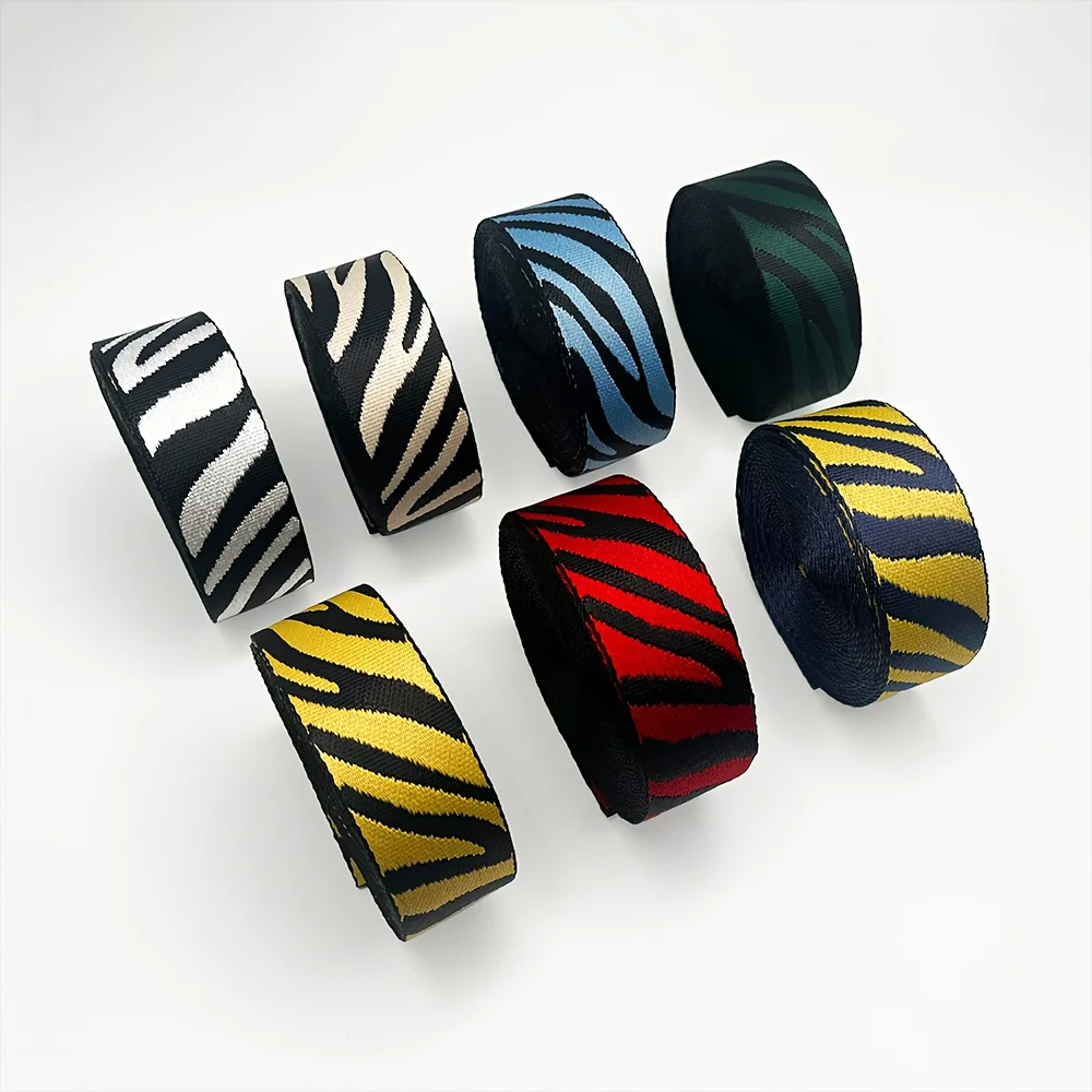 38 mm breit, 5 Meter lang, zebra gestreiftes, farbverlauftes Stoffband, DIY-Bastelbedarf für Taschenriemen.