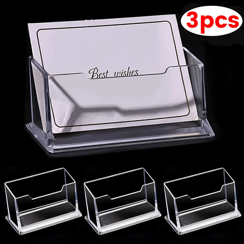 1-3Pcs Clear Desk Shelf Box Storage Display Stand Acrylic Plastic Transparent Desktop Business Card Holder Place Card Holder