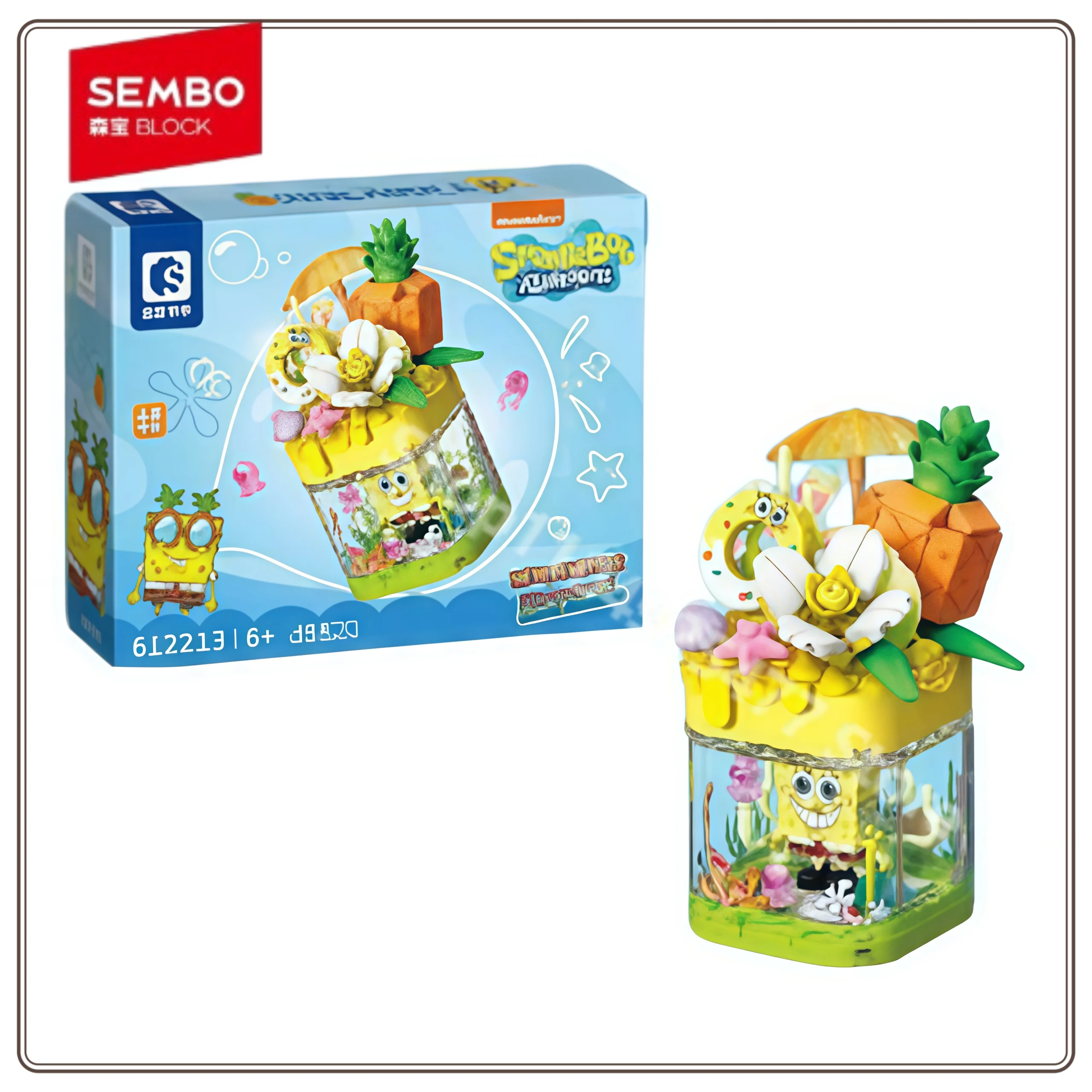 Diy creatividad Bob Esponja Patrick casa de bloques de construcción piña fresa casa modelo ladrillos decoración juguete niños regalo de vacaciones