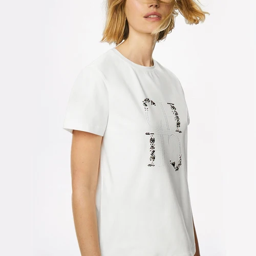 Imagen 2 del producto CHCH 2024 nueva camiseta de verano para mujer, camiseta de manga corta con bordado artesanal pesado, camiseta informal de moda para mujer, manga corta para mujer