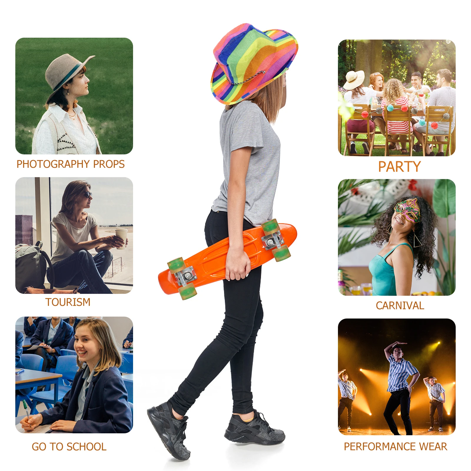 

Stylish Rainbow Cowboy Fine Workmanship Durable Costume Party Accessory Parade Cosplay Comfortable