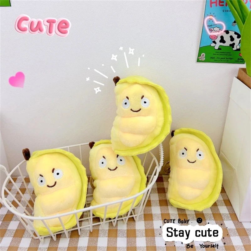 Cute Durian Plush Keychain Plush Toy Cartoon Fruit Pendant Soft Stuffed Doll Keychain Backpack Car Bag Key Ring Decor Kid Gift