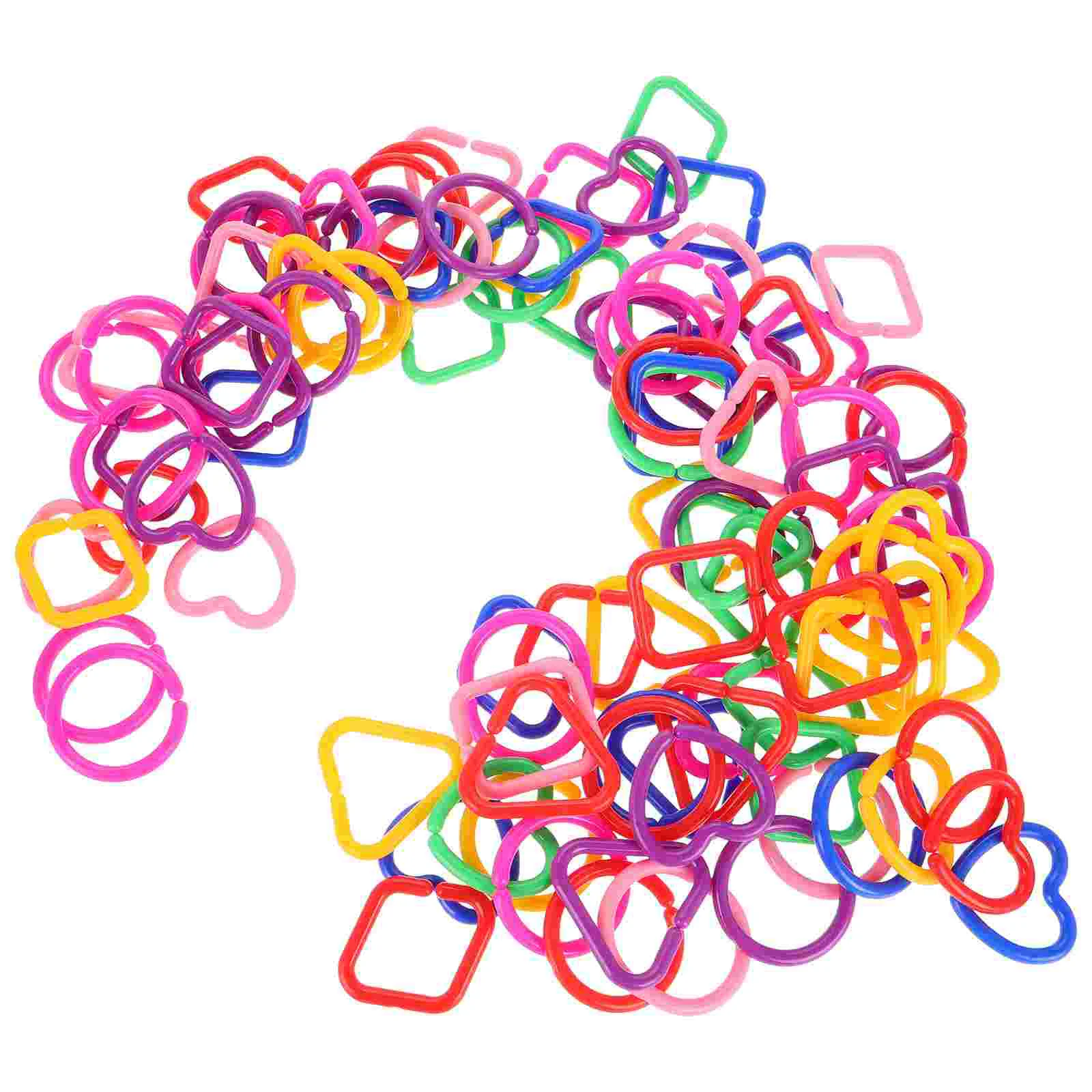 100 Pcs Geometric Buckle Chain Baby Toy Clips Shapes for Classroom Children Toys Vitality Links Connecting Rings for Classroom