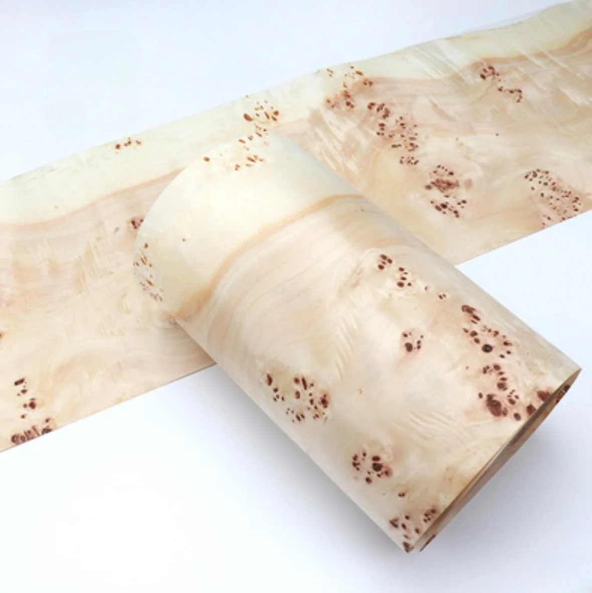 Length:2.5meters Width:200mm T:0.25mm Naturally White Poplar Tumor Wood Veneer Sheets Guitar Skateboard Backpack Decoration