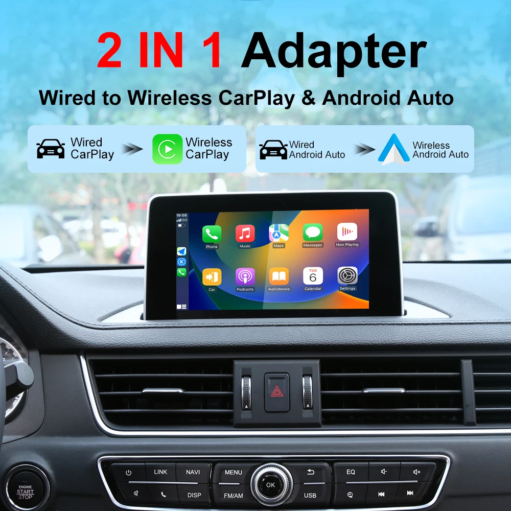 NEW Wireless CarPlay Android Auto Adapter USB Dongle Smart Mini Box Plug and Play Universal for Toyota Nissan Honda Ford Car