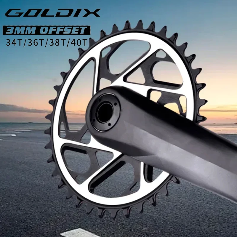 

GOLDIX 3mm Offset 3-Bolt CNC Hollow Narrow - Wide Chainring: 7075 Aluminum, 34T/36T/38T/40T for SRAM MTBs