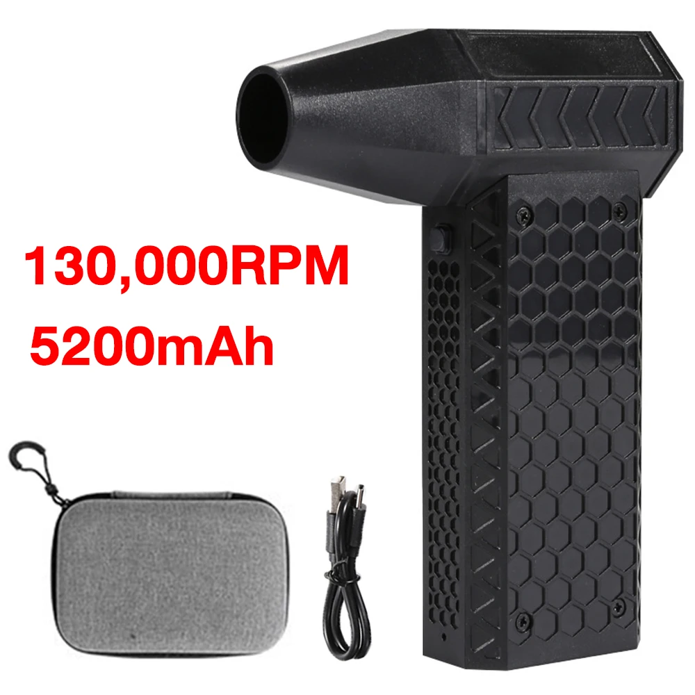 Turbo Jet Fan 130000RPM Wind Speed 52m/s Portable Mini Air Blower Outdoor Camping BBQ Powerful Blower Keyboard Dust Cleaning