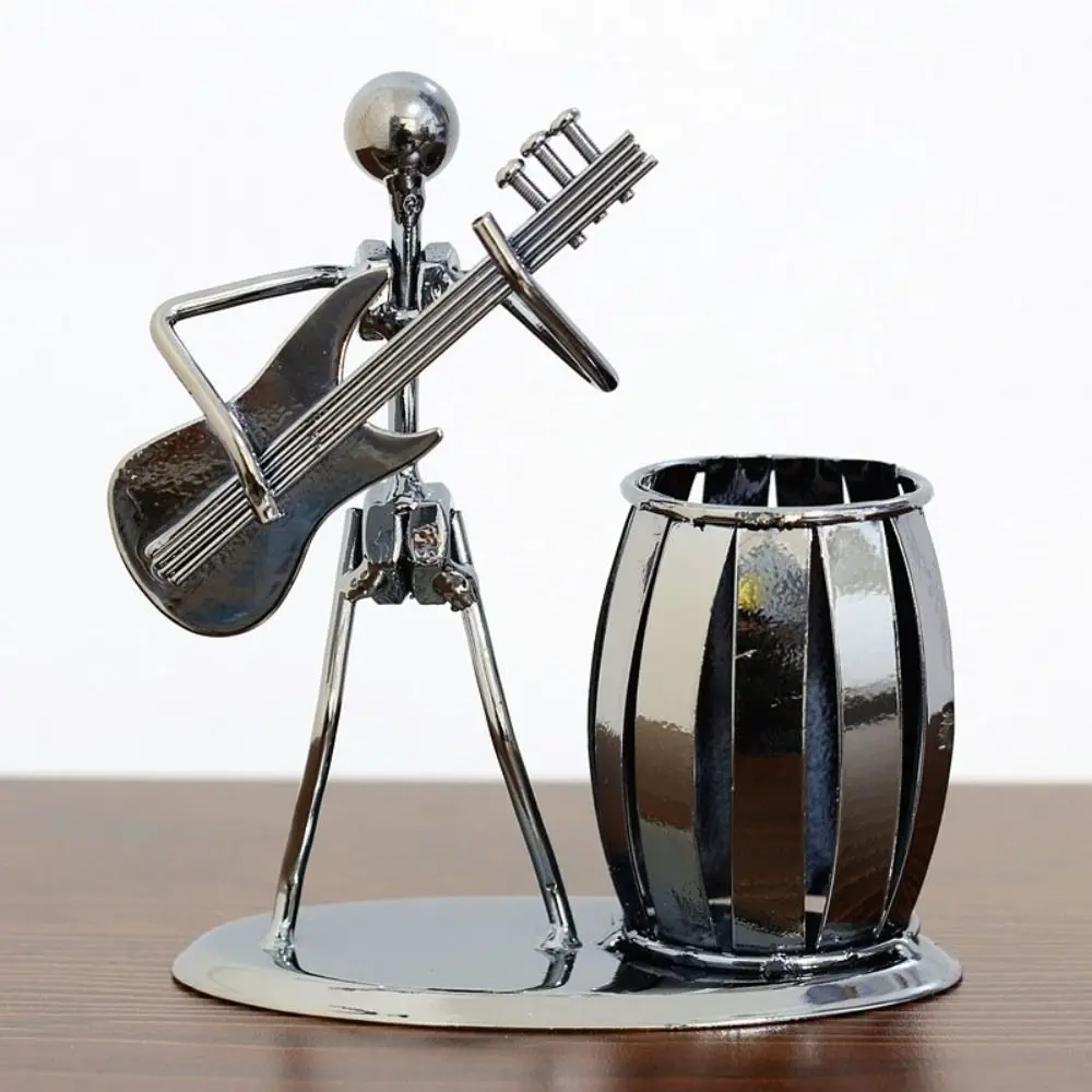 Tafelblad Decoratie Gitaar Rocker Penhouder Multifunctionele Metalen Desktop Penhouder Ambachten Potlood Cup Band Pen Organizer