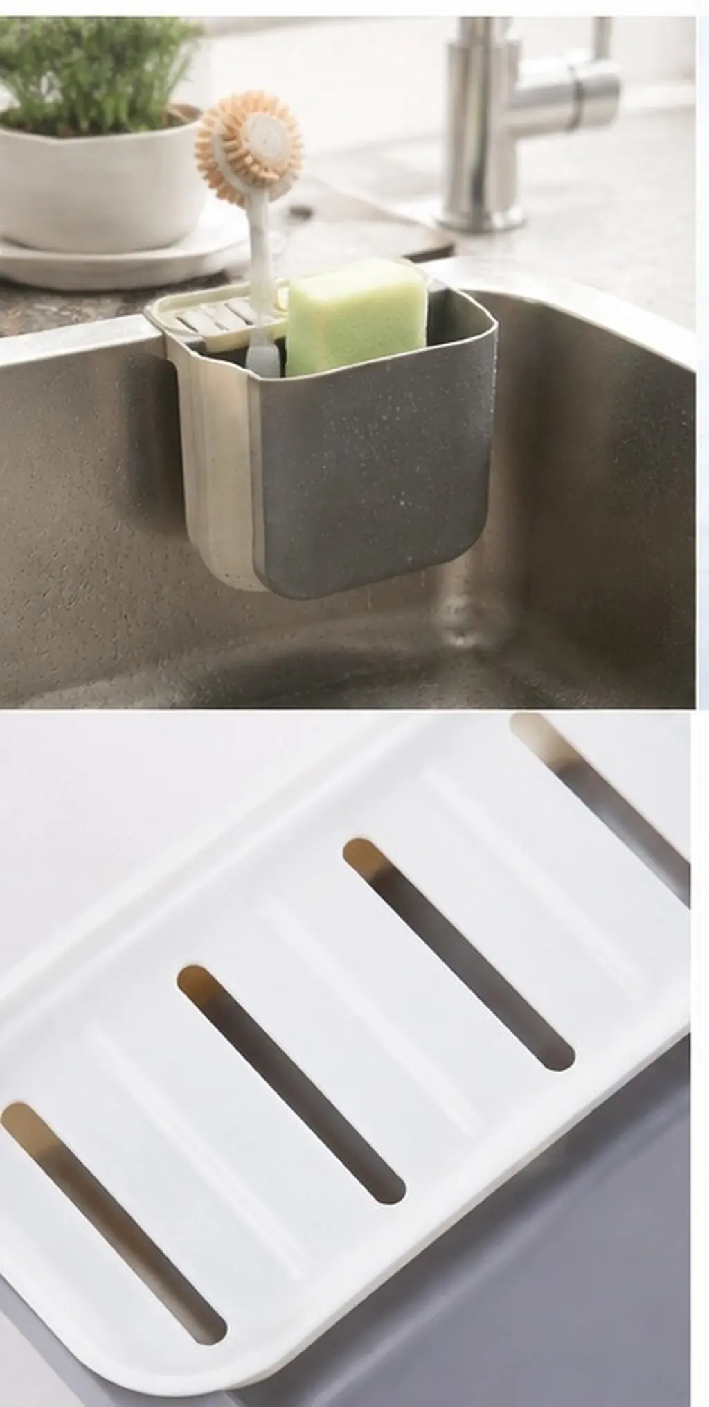 1Pcs Kitchen Sink Drain Basket Stretchable Multipurpose Rack Sponge Holder Hollow Out Design Household Cleaning Organizer