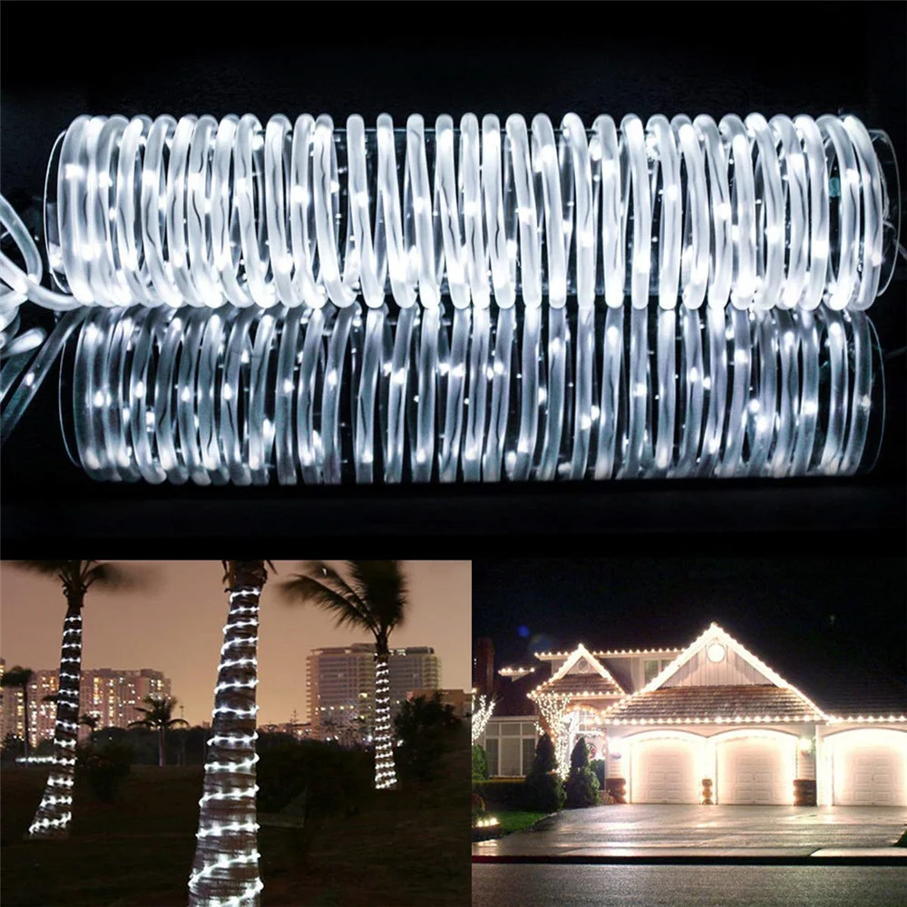 50 100 LEDs Solar Rope String Lights Outdoor Waterproof Tube Fairy Lights Garland For Christmas Garden Yard Wedding Decoration