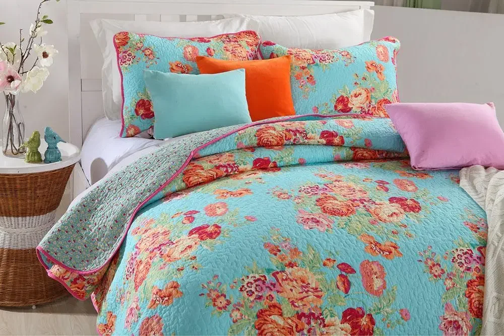 

42 print Bedspread Queen size Quilted Cotton Coverlet Bed cover set Summer Comforter Blanket Bed set Pillowcases 3Pcs set