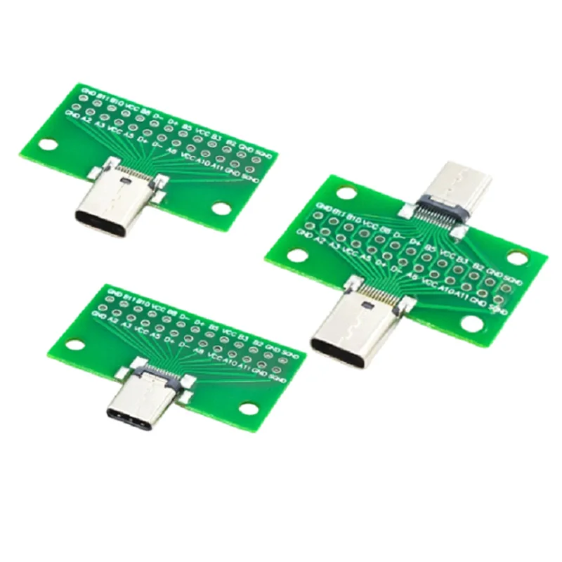 2PCS 24P 2.54mm TYPE-C Male Female Connector Test PCB Board USB 3.1 Double-sided Front-back Plug-in Socket Data Cable Adapter