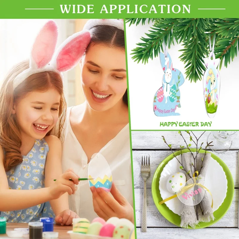 48 pezzi di ornamenti pasquali in acrilico grezzi appesi ornamenti per alberi trasparente coniglietto pulcino uovo carota per artigianato pasquale fai da te