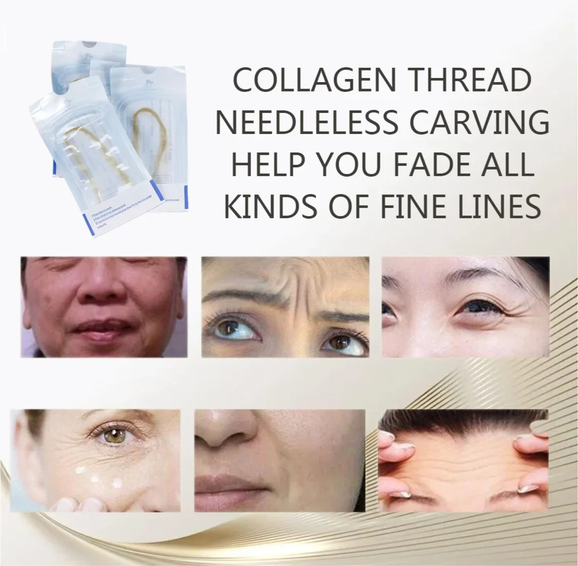 

Gold Collagen Facial Tensioners Thread Anti-Aging Face Lifting Protein Line Wrinkle Removal Skin Beauty Filler - Needle-Free